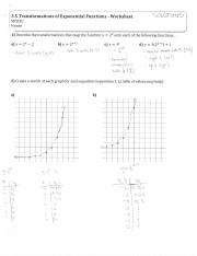 3.5 transformations of exponential functions worksheet SOLUTIONS