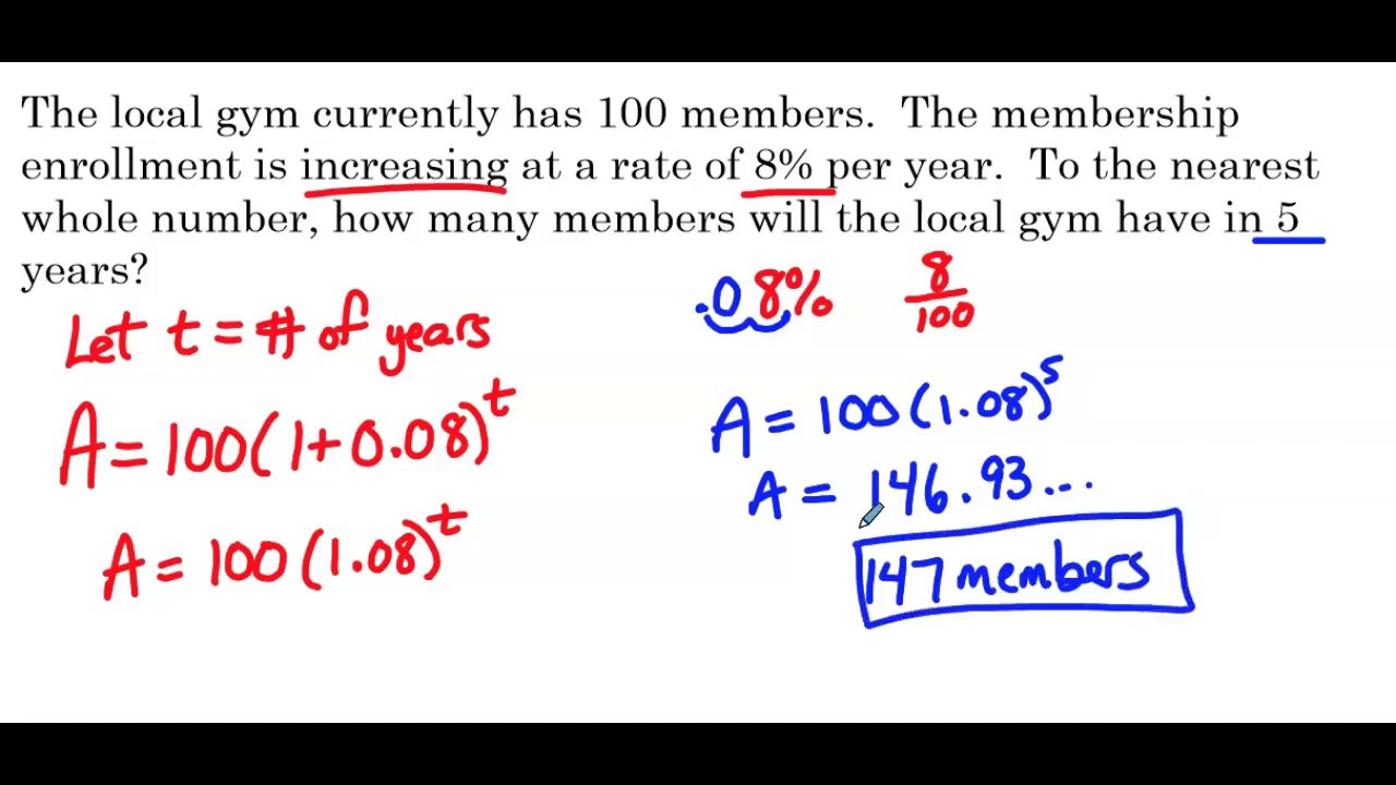 Exponential Function Word Problems - Worksheets Library