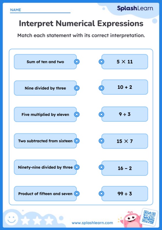 Identify Expressions and Equations - Math Worksheets - SplashLearn