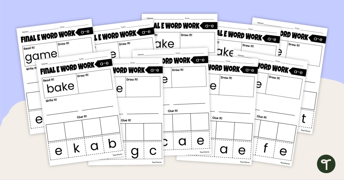 Final E Worksheet Pack (A_E) Teach Starter Worksheets Library