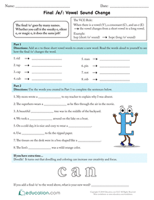 Silent E Worksheets & Free Printables | Education.com - Worksheets Library