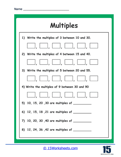 Find the Multiples | Interactive Worksheet | Education.com - Worksheets