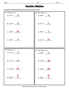 Function Notation Worksheet by Almighty Algebra | TPT - Worksheets Library