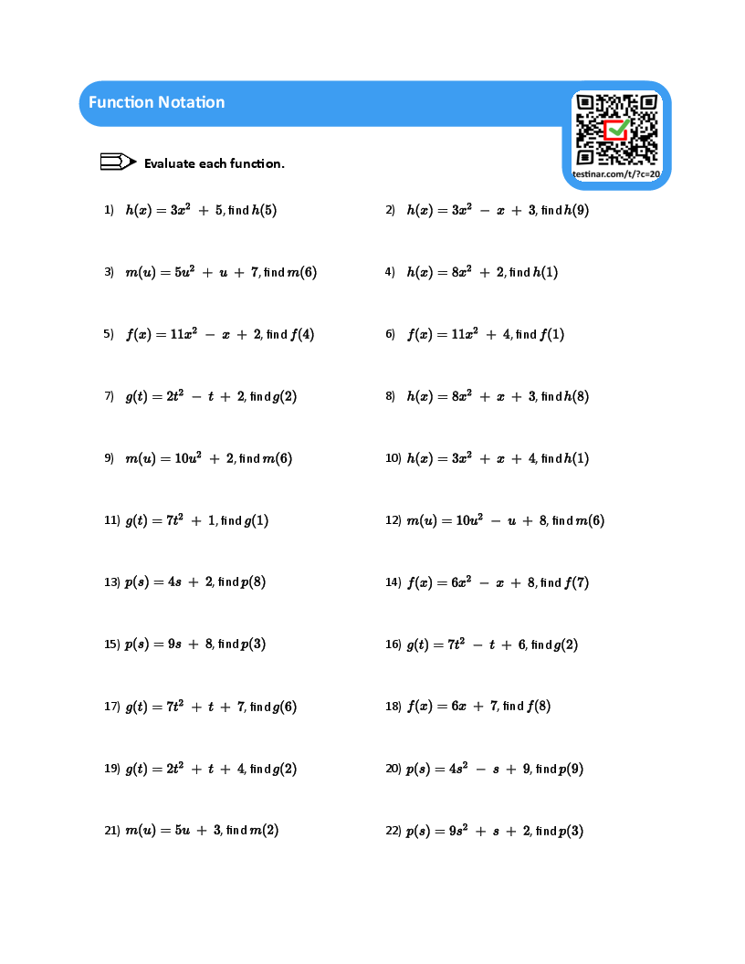 Free function notation worksheet answers, Download Free function