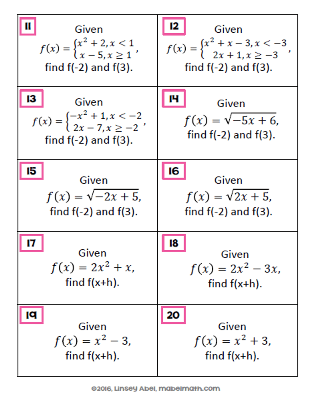 Free function notation worksheet answers, Download Free function
