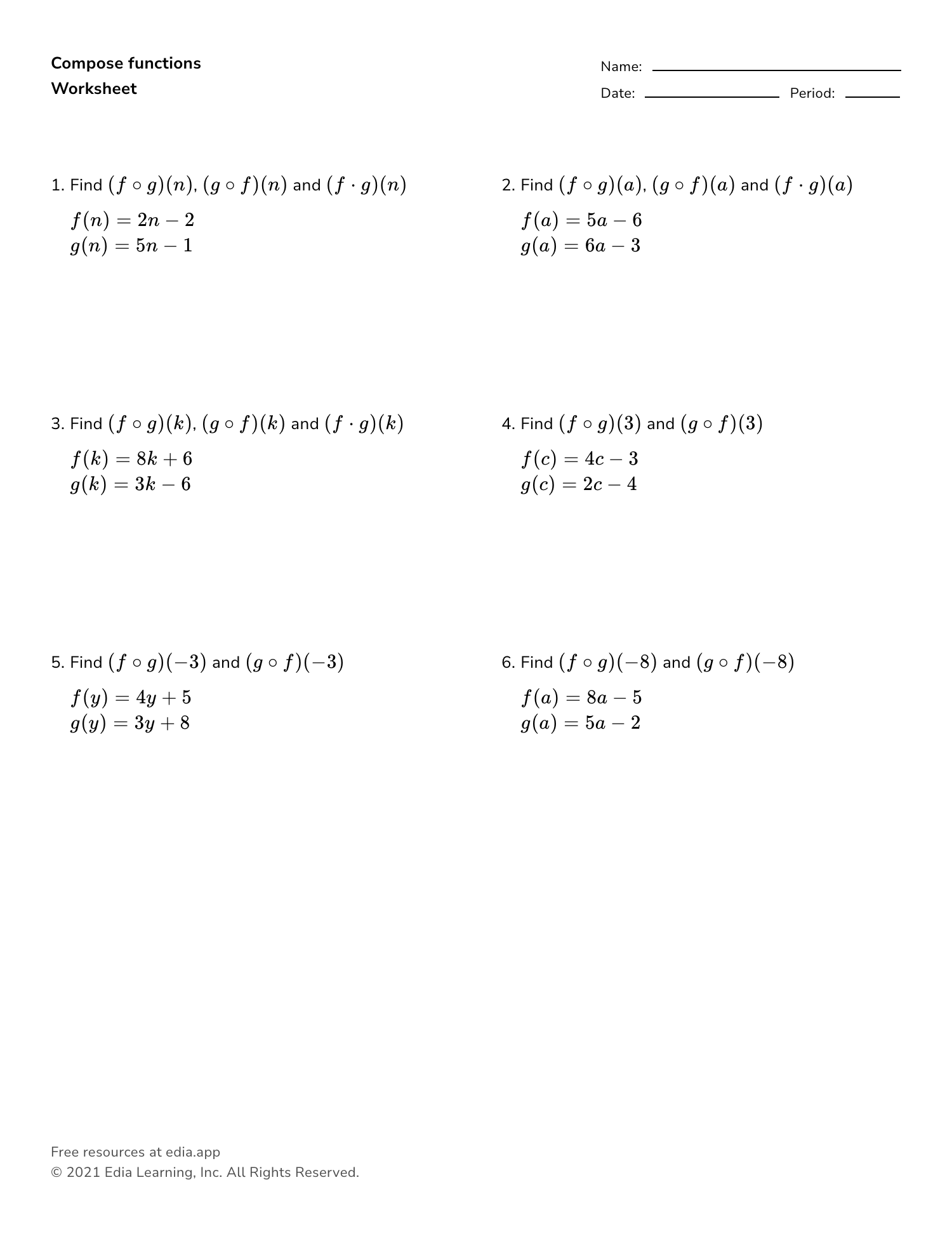 Edia | Free math homework in minutes - Worksheets Library