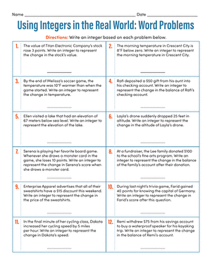 Using Integers in the Real World: Word Problems | Interactive