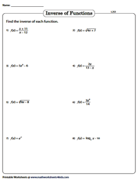 Inverse Function Worksheets - Worksheets Library