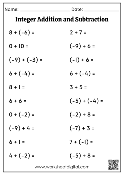 Free math integer worksheet, Download Free math integer worksheet png