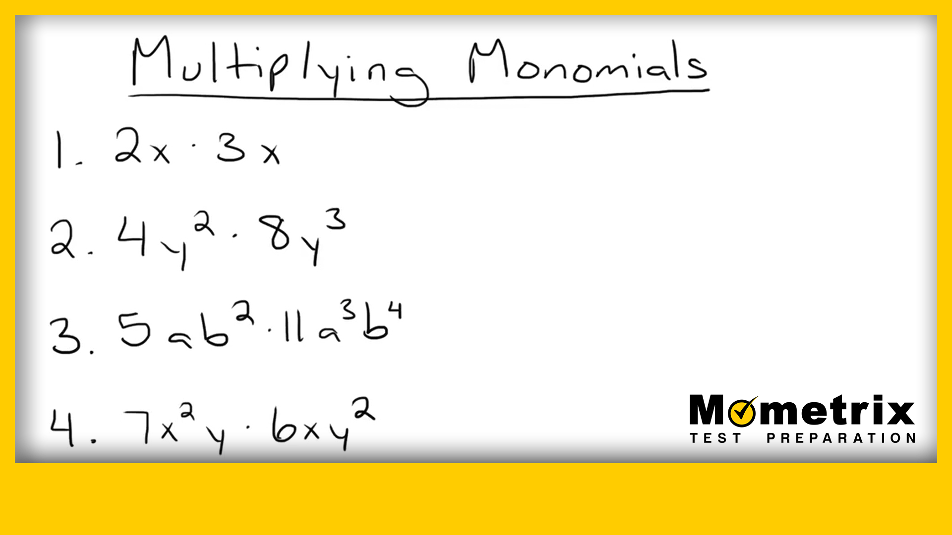 Multiplying Monomials (Practice Test Video) - Worksheets Library