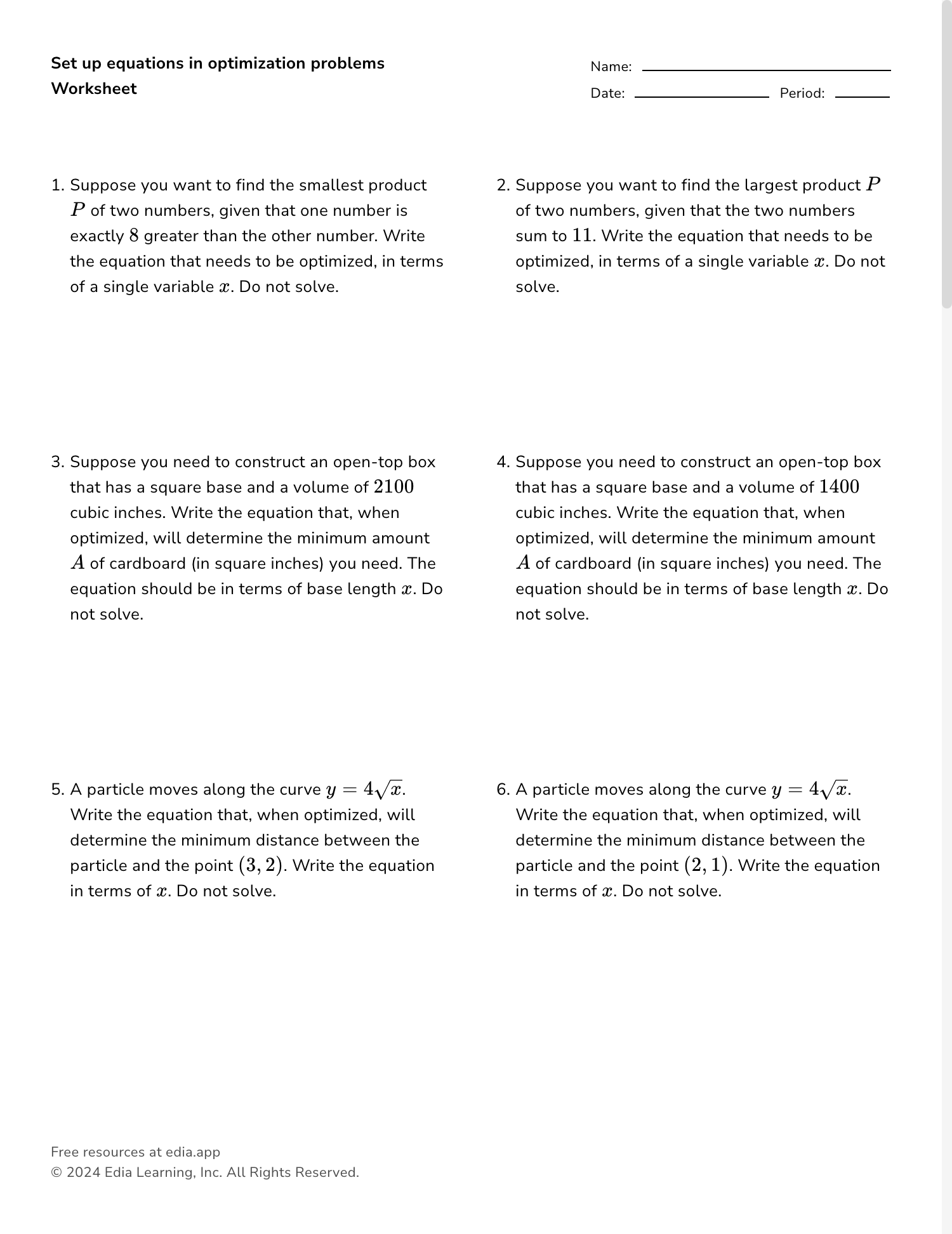 Edia | Free math homework in minutes - Worksheets Library