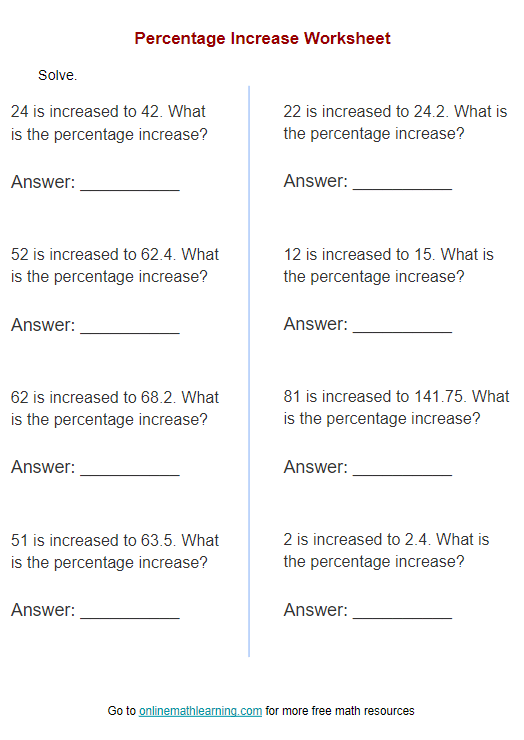 Percent Increase and Percent Decrease Word Problems (7.RP.3