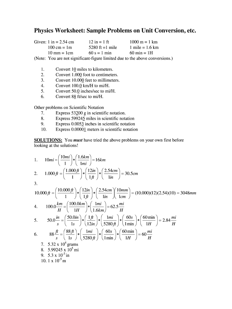 Physics Worksheet AS Level - Conversion | PDF | Watt | Kilogram