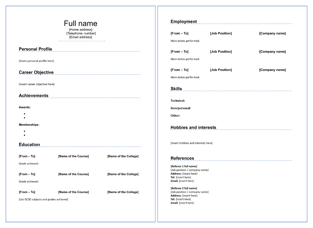 Fill In Blank Resume - 10 Free PDF Printables | Printablee - Worksheets