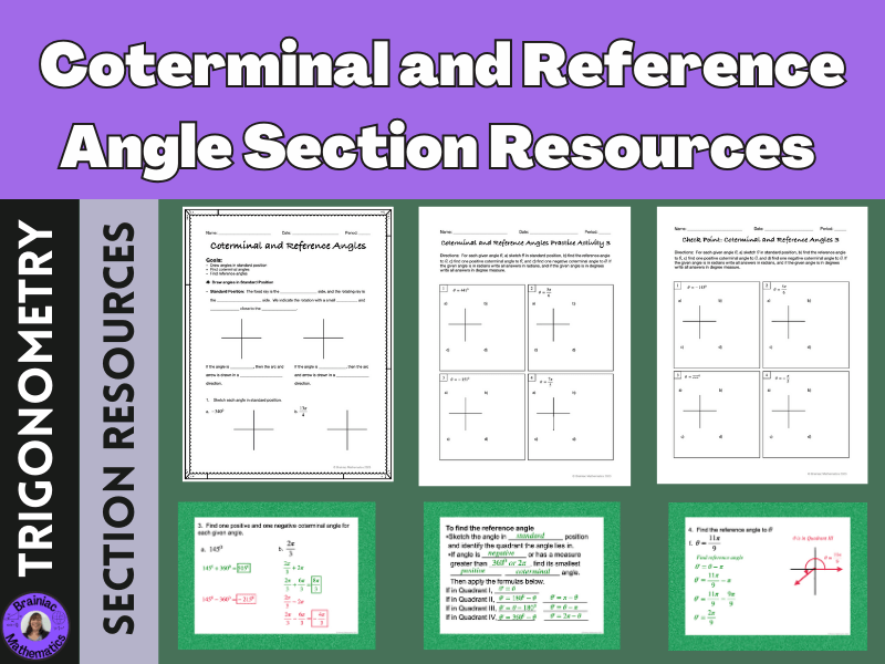 Coterminal and Reference Angle Section Resources Teaching Resources Worksheets Library