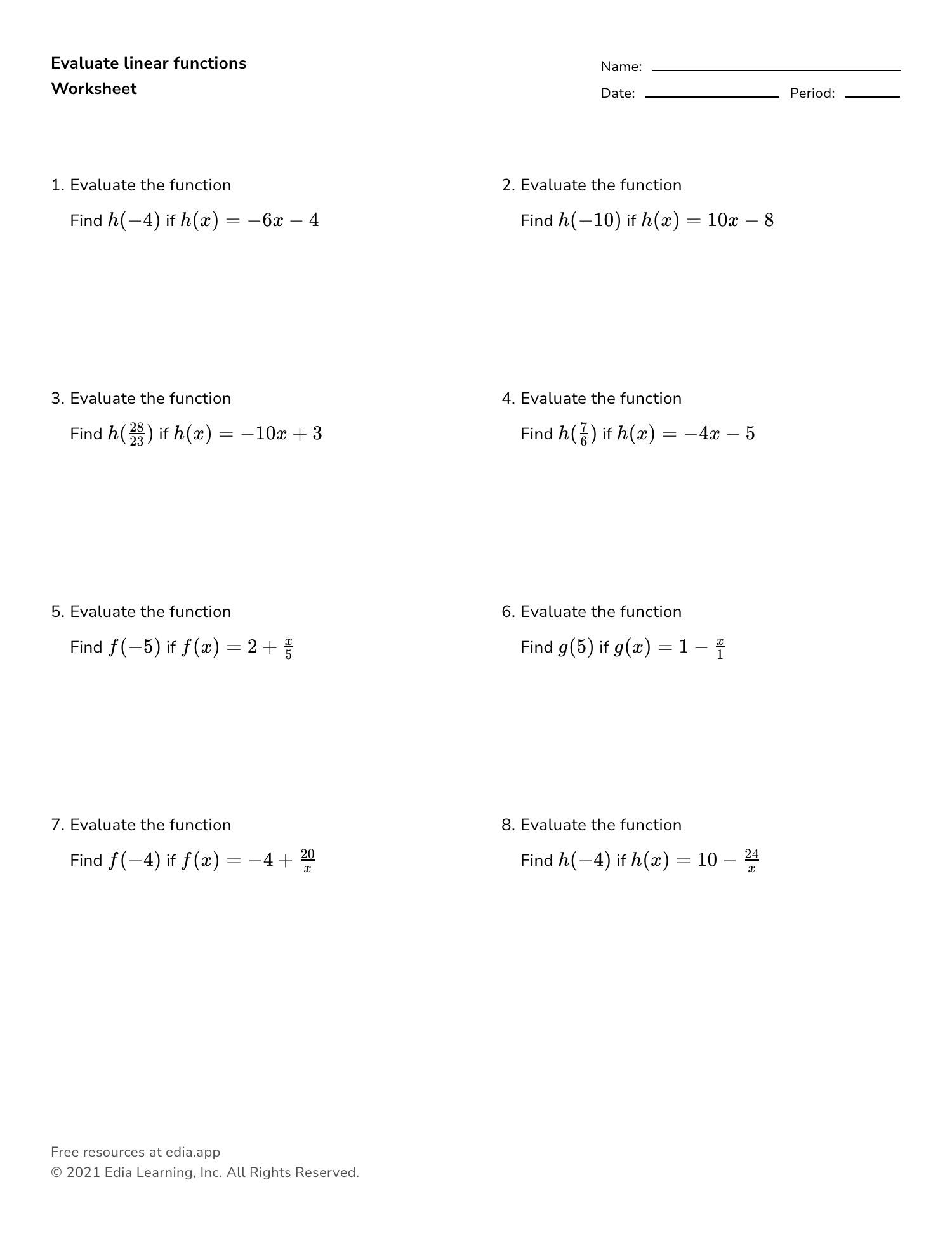 Edia | Free math homework in minutes - Worksheets Library