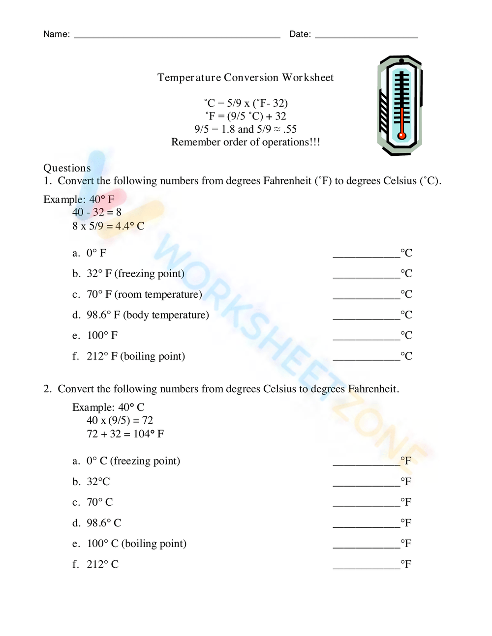 Temperature Conversion Worksheet Worksheet Collection For Teaching Worksheets Library