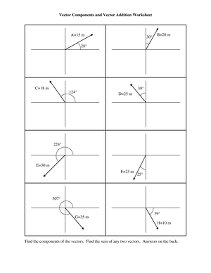 Vector Worksheet - First Activity - Vector Components and Vector