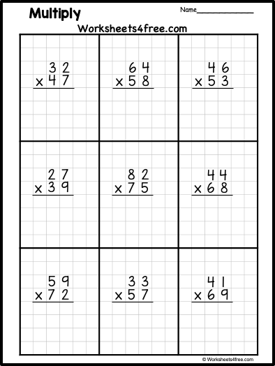 Free Multiplication Worksheet – 2 Digit by 2 Digit - Worksheets4Free