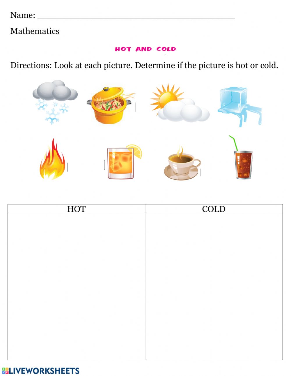 Hot And Cold Pictures Worksheets WorksheetsCity