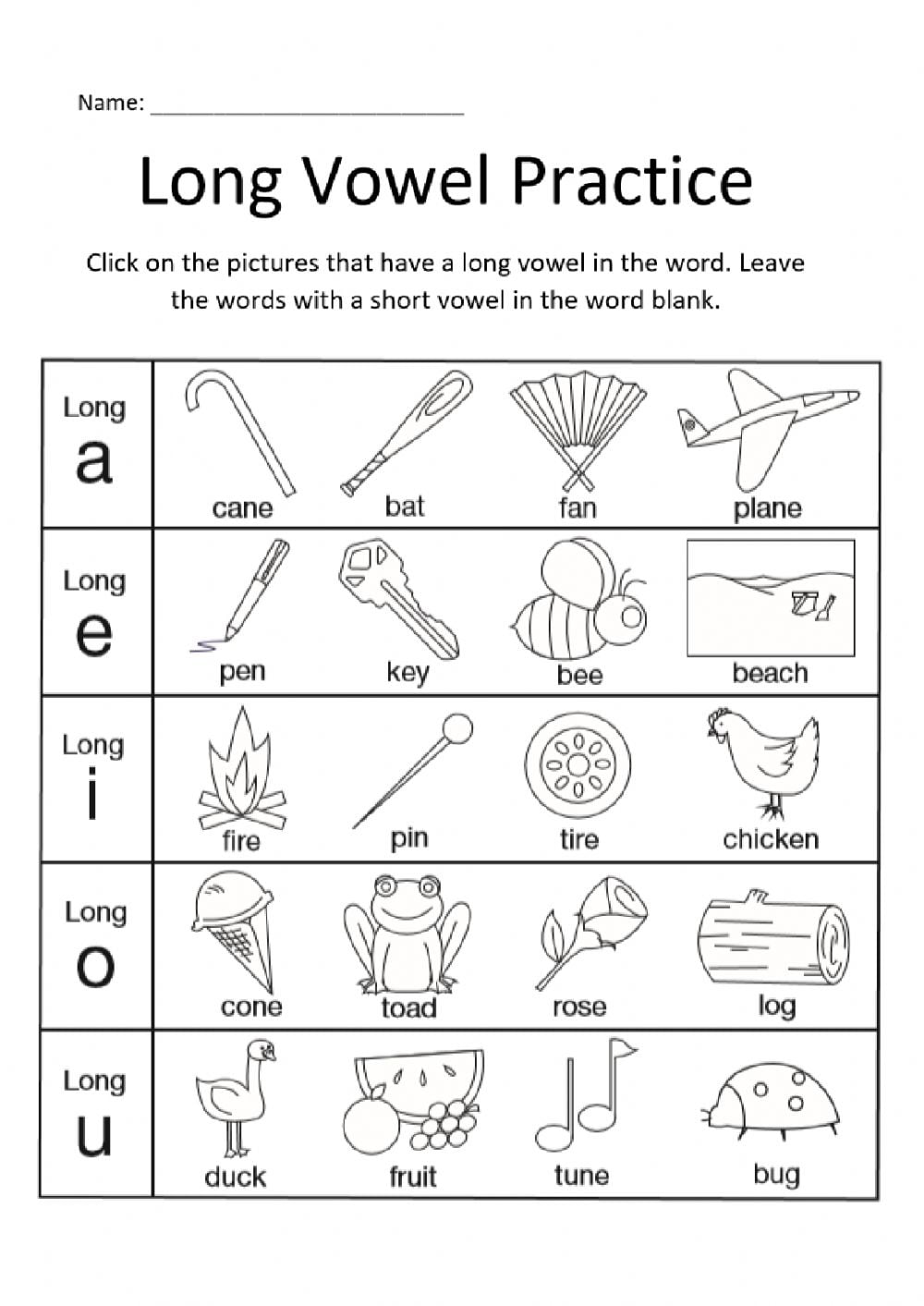 Long Vowel A Worksheets - WorksheetsCity