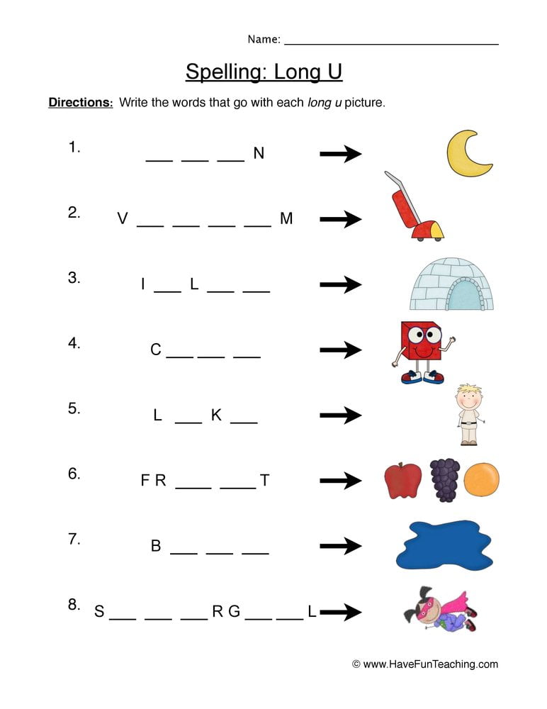 Spelling Long U Worksheets - WorksheetsCity