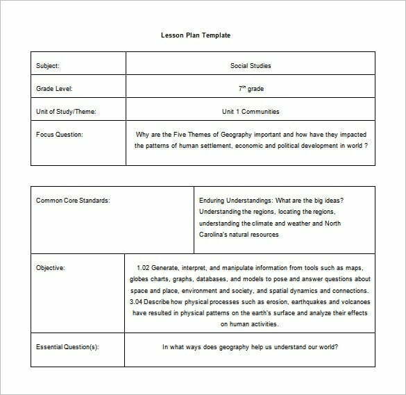 Common Core Standards Lesson Plan Template - WorksheetsCity
