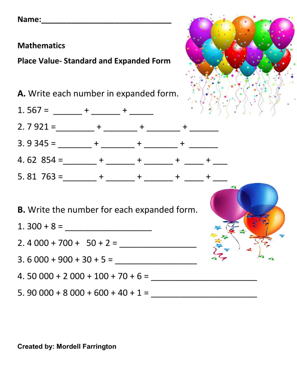 Place Value Expanded Notation Worksheets - WorksheetsCity