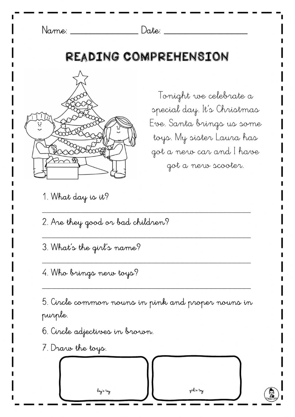 Christmas Eve Reading Comprehension Worksheets - WorksheetsCity