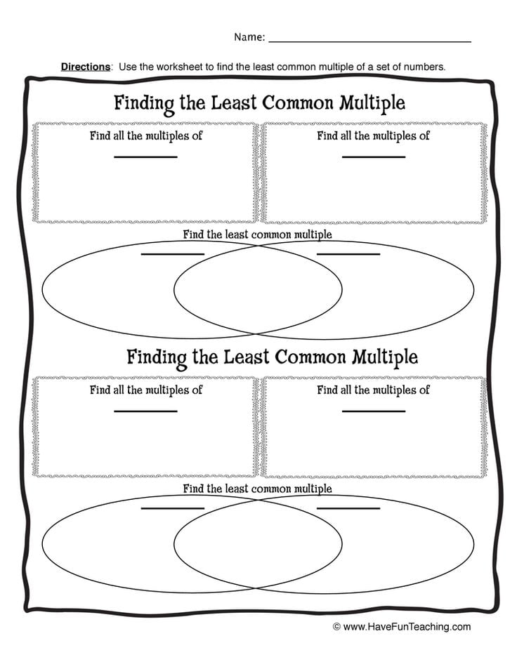 Blank Least Common Multiple Worksheets WorksheetsCity