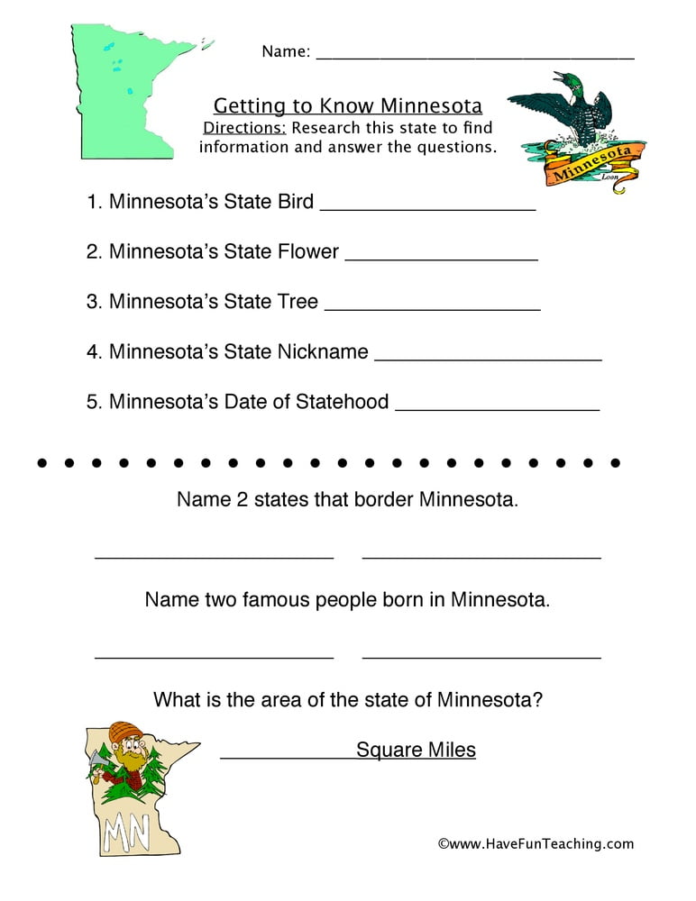 Minnesota Worksheets WorksheetsCity