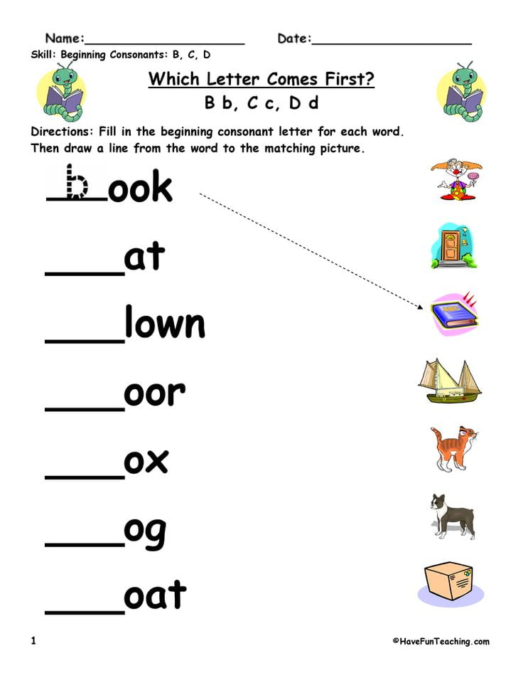 Beginning Sounds B C D Worksheets WorksheetsCity