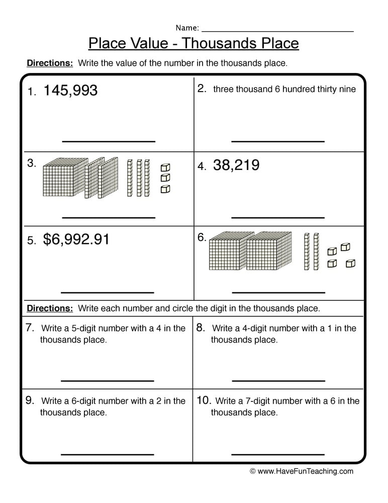 Hundred Thousands Place Value Worksheets - WorksheetsCity