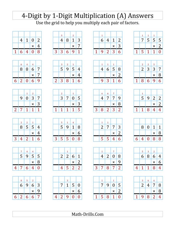 2 Digit By 2 Digit Multiplication On Grid Paper Worksheetsr