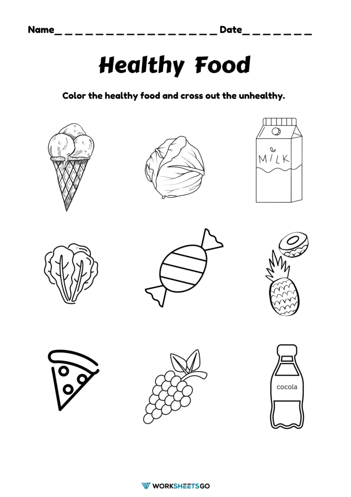 Healthy Food Coloring Worksheets WorksheetsGO