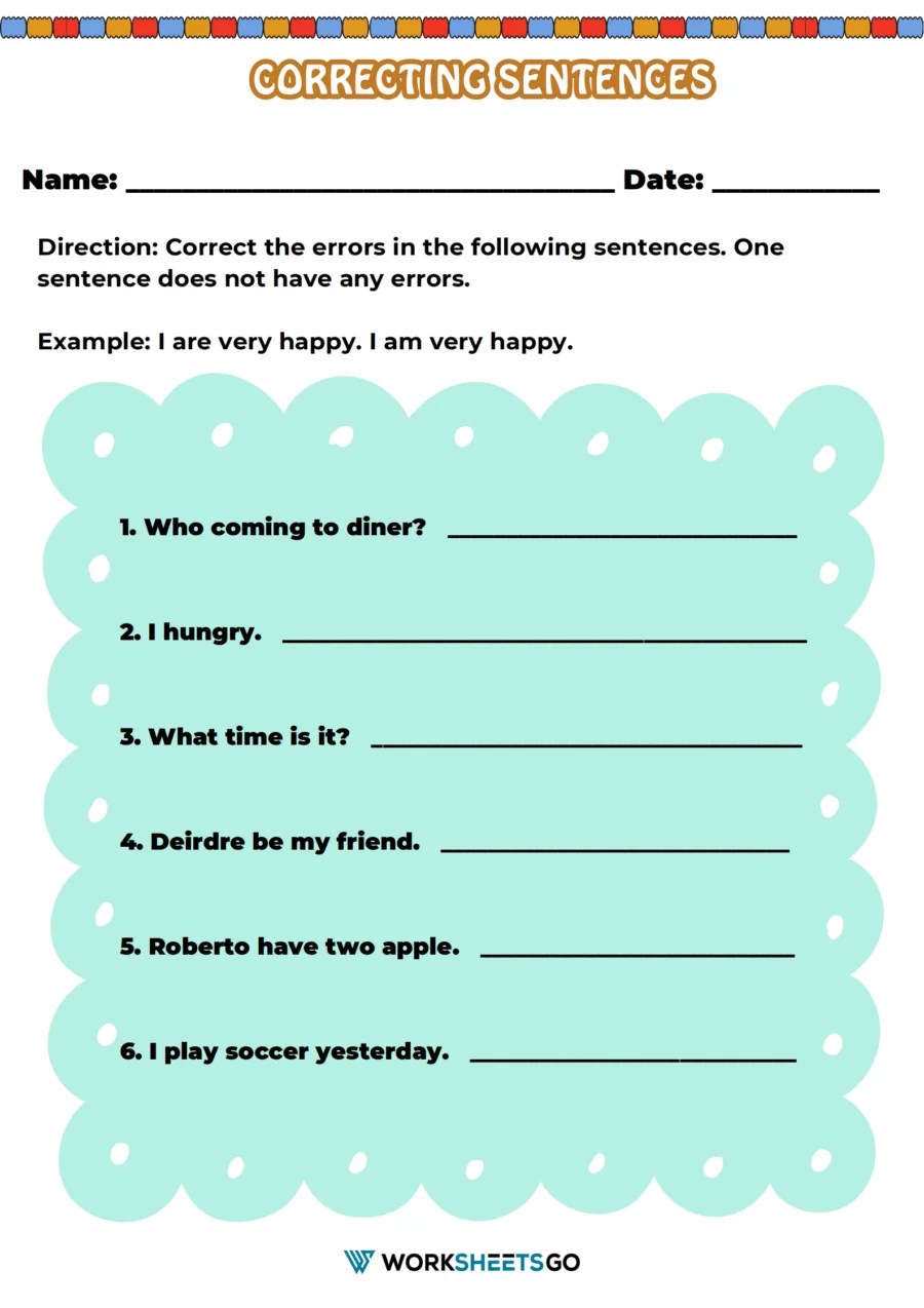 Correcting Sentences Worksheets | WorksheetsGO