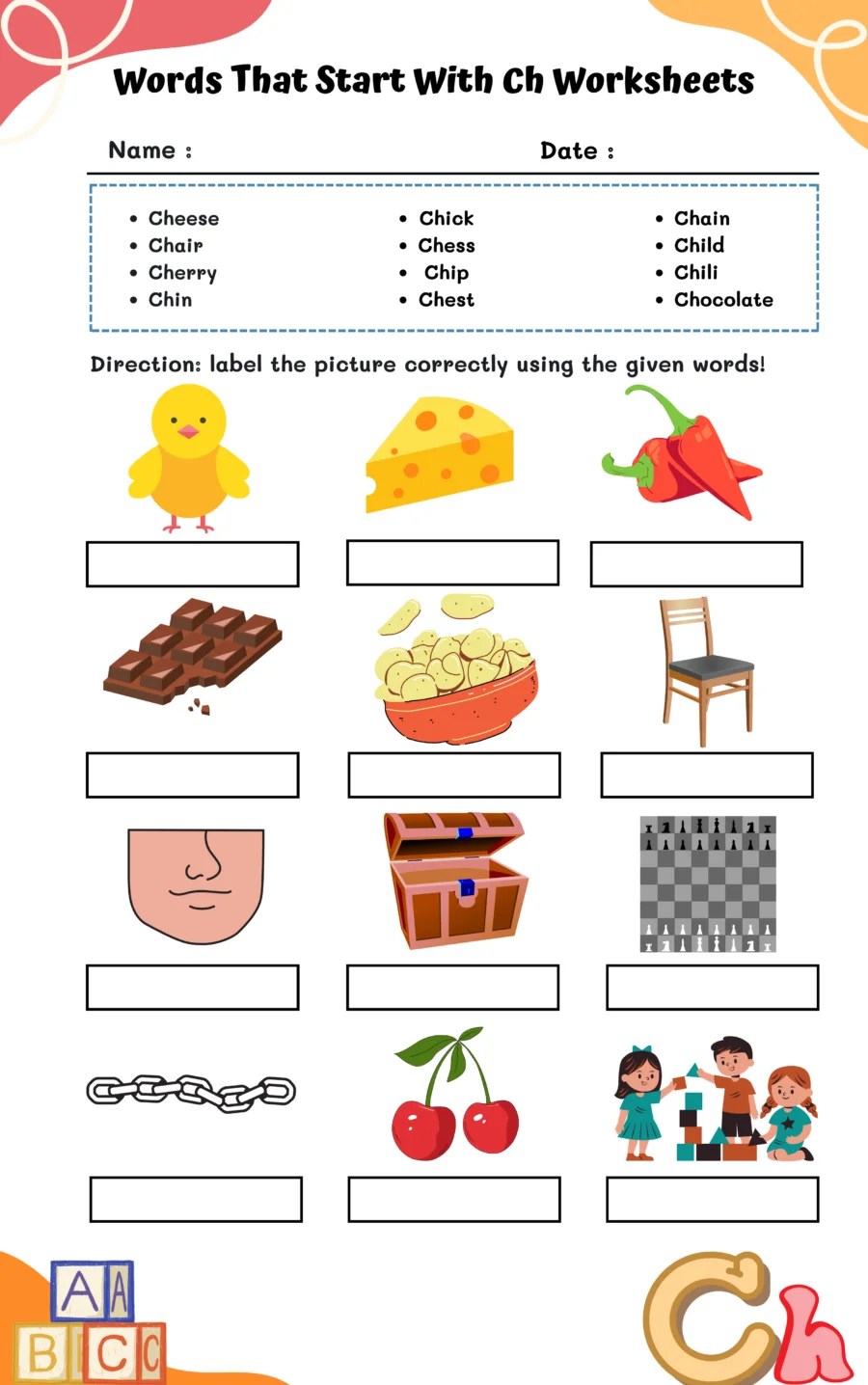 Words That Start With Ch Worksheets | WorksheetsGO