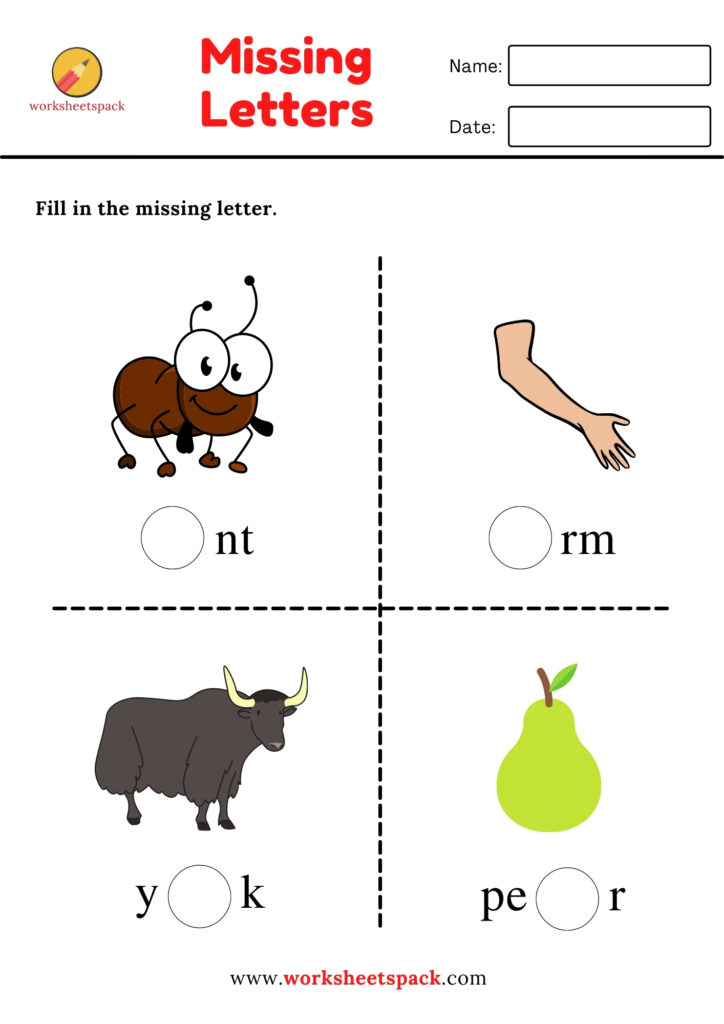 Fill in the missing letters worksheets worksheetspack