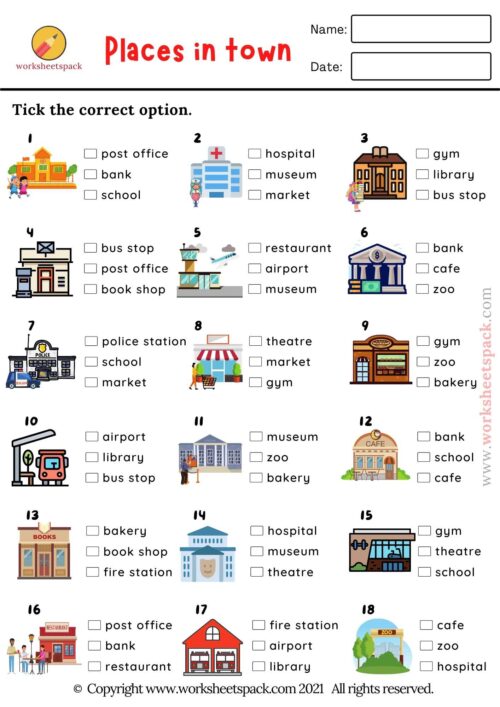 Places In Town Quiz Free PDF worksheetspack