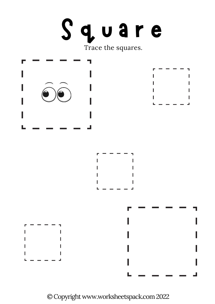 Free Square Tracing Worksheets PDF - worksheetspack