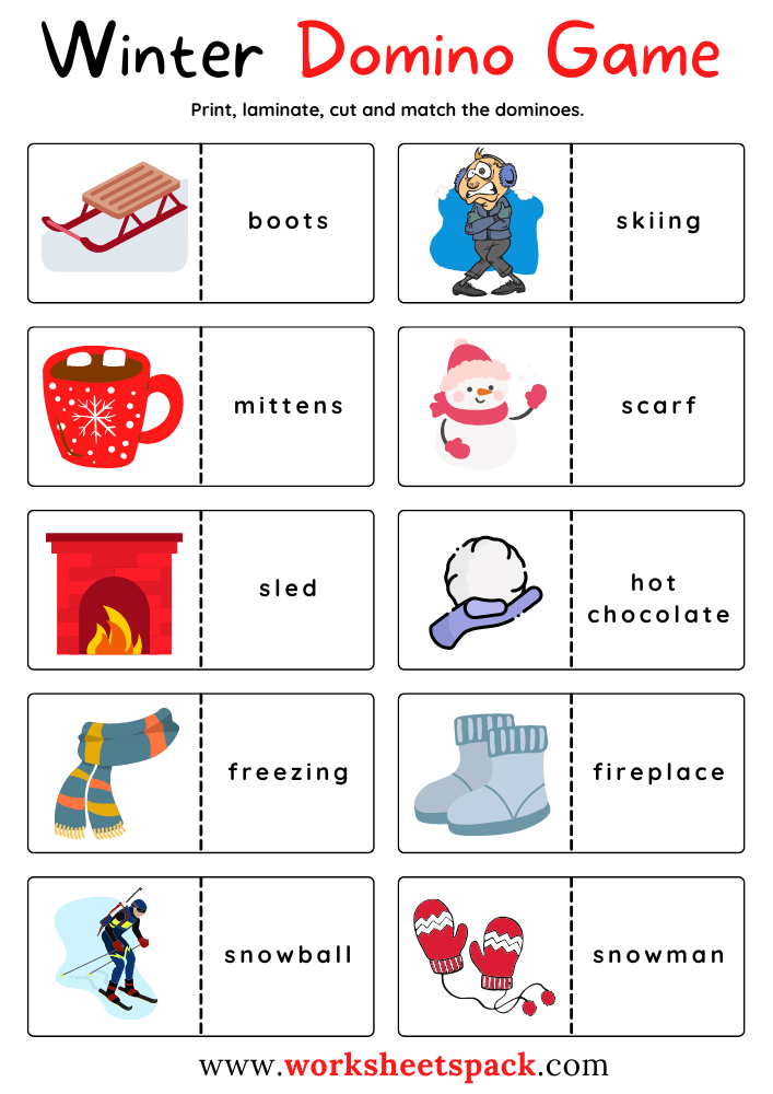 Winter Flashcards PDF worksheetspack