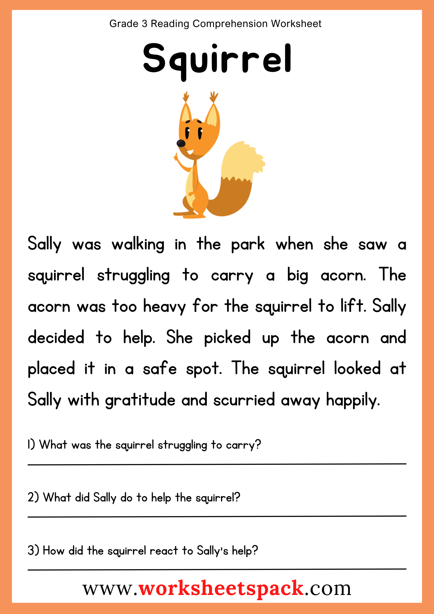 Grade 3 Reading Comprehension Worksheets - worksheetspack