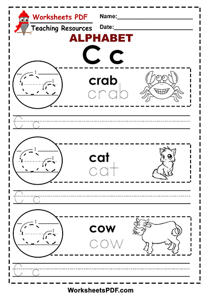 Letter C ( A To Z Alphabet) - Worksheets Pdf