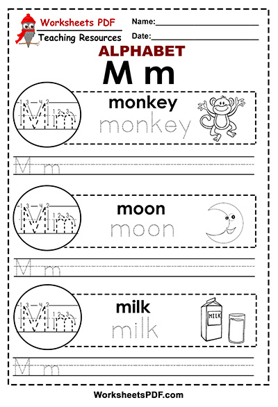 Letter M ( A To Z Alphabet) - Worksheets Pdf