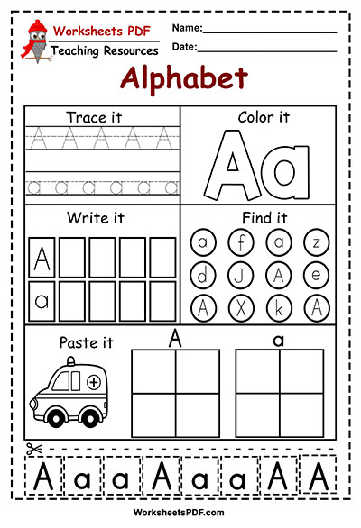 Letter A Worksheets PDF - Recognize, Trace, & Print