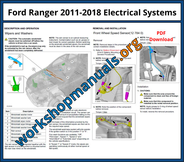 Ford Ranger 20112018 Repair Manual Download PDF