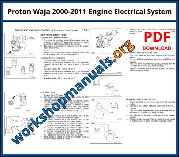 Proton Waja 20002011 Engine Repair Manual Download PDF