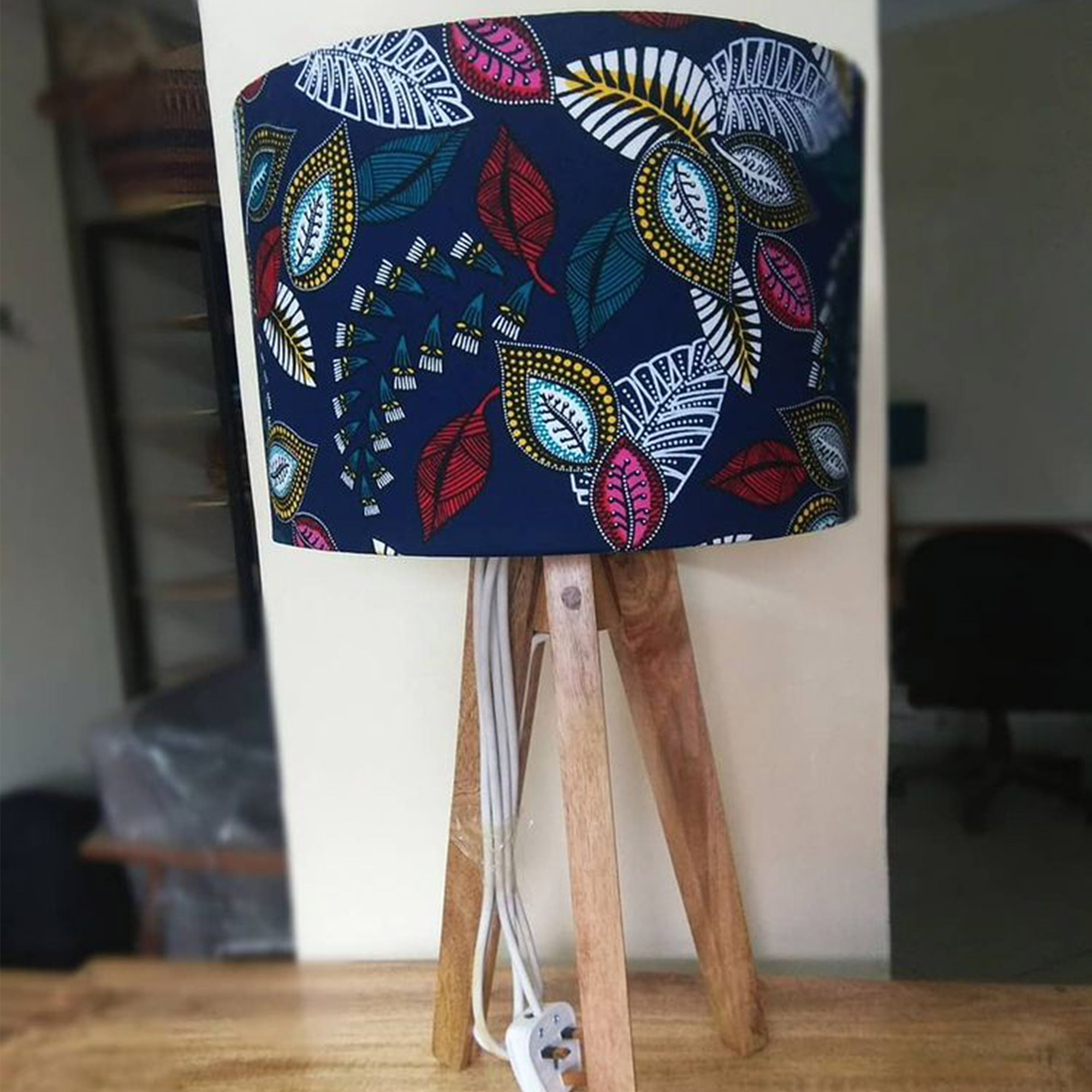 Tripod Bedside lamp with kitenge/plain lampshade Nairobi