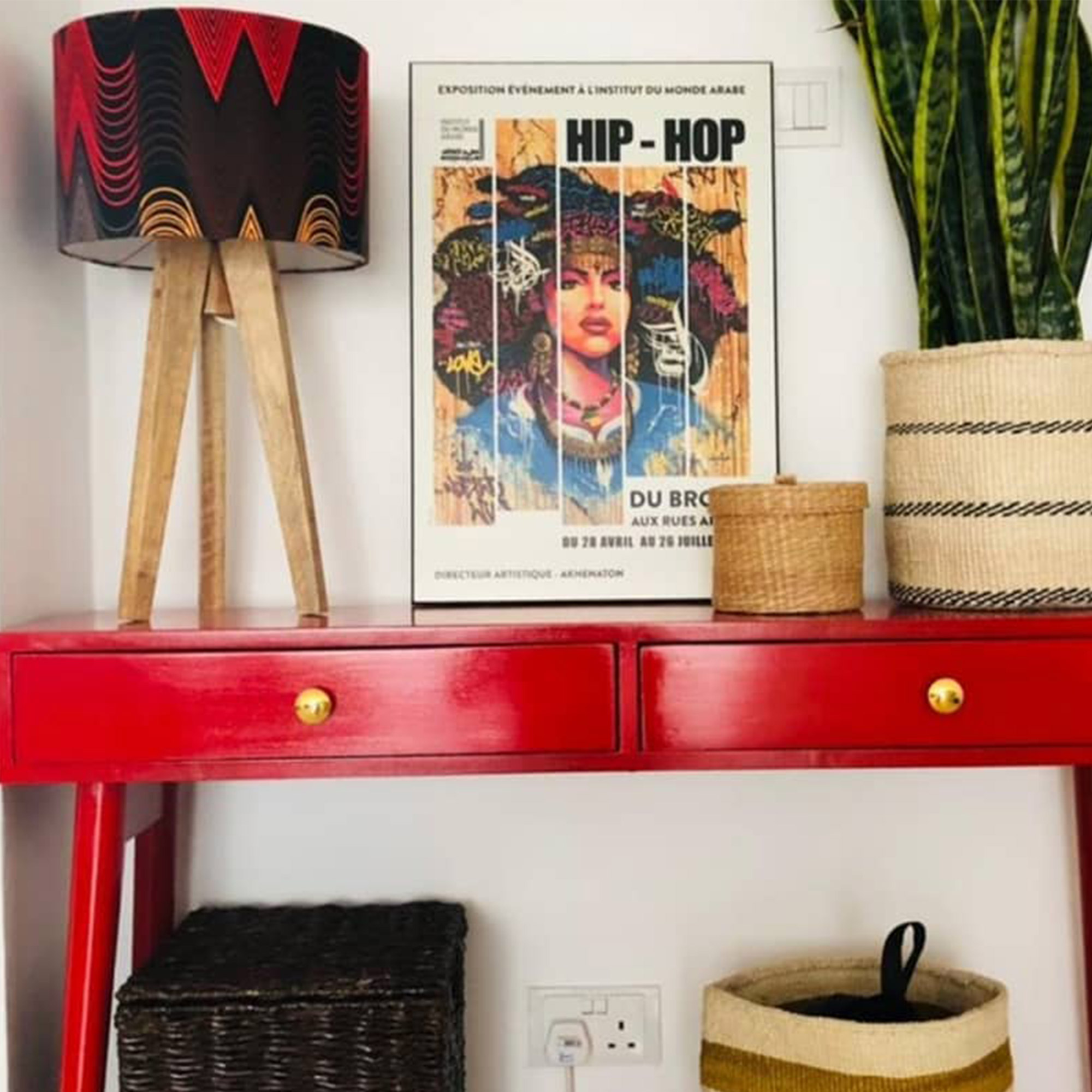 Tripod Bedside lamp with kitenge/plain lampshade Nairobi