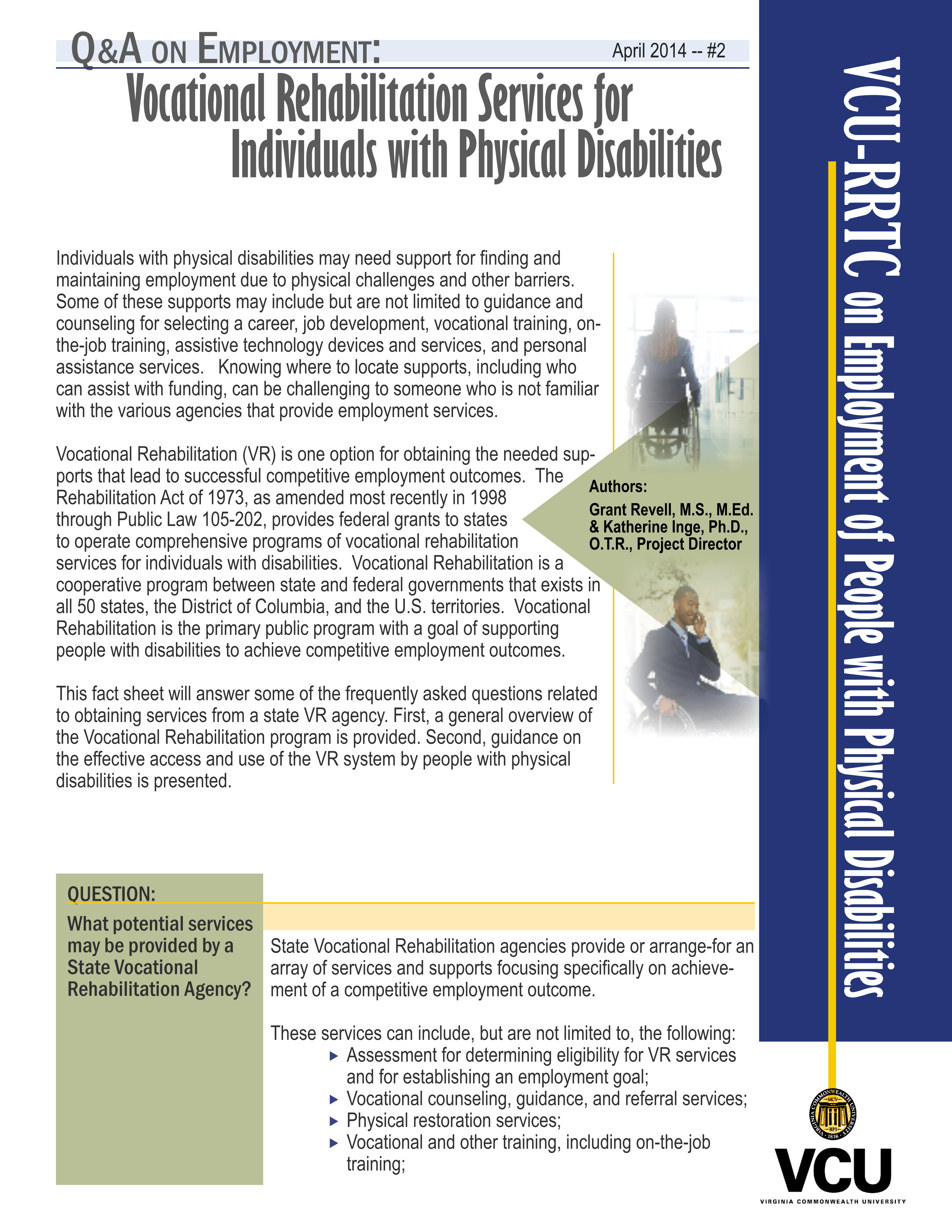 Factsheet VCU RRTC on Employment with Physical Disabilities